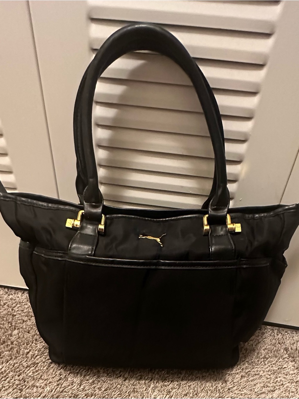 Puma Black Tote with Gold Hardware